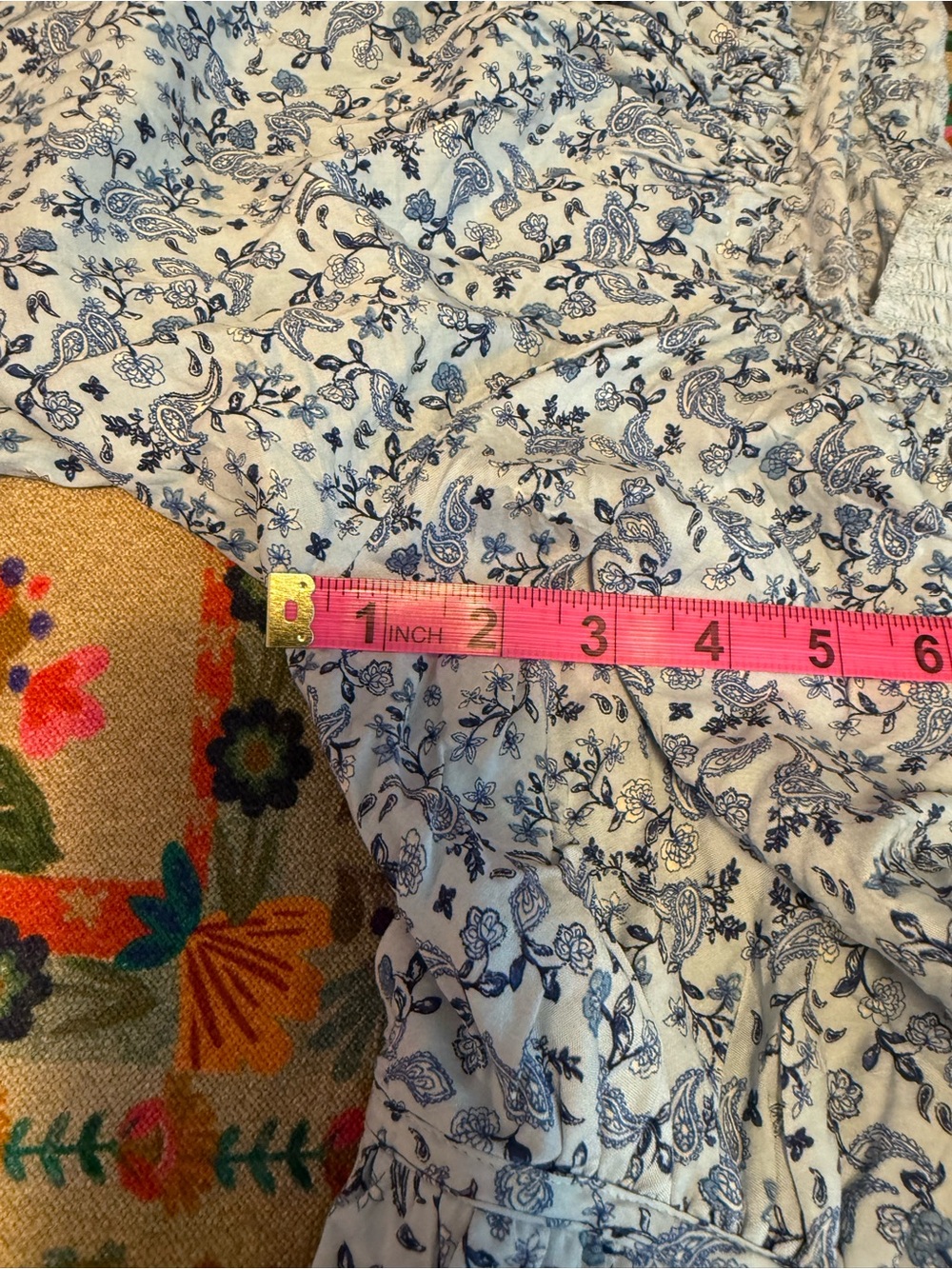 Old Navy 2X Blue Floral Paisley V-Neck Tiered Cottage Dress Flowy Peasant NWT - Picture 11 of 16